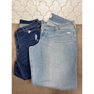 Lot Of 2 Hollister/Fashion Nova Jeans Juniors Sz 18 Skinny Distressed Boot Cut